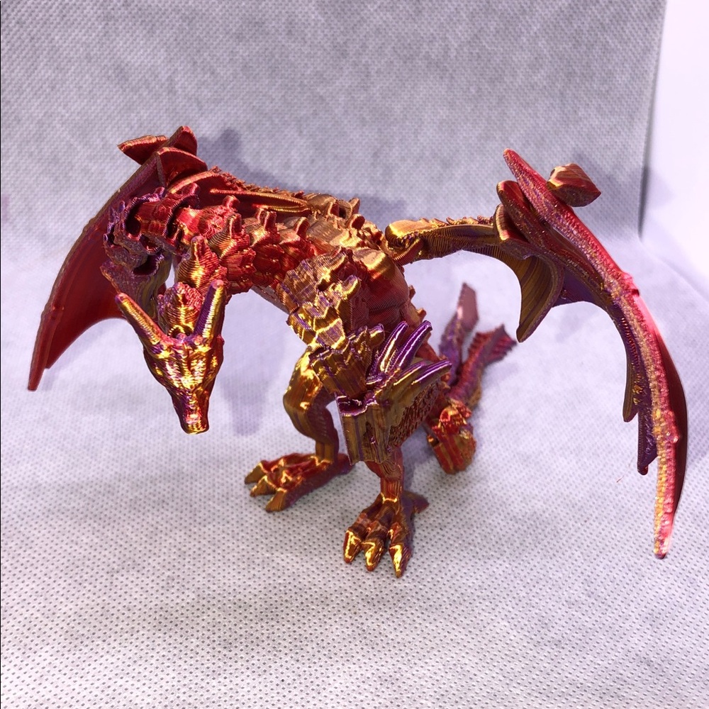 Red-Gold Dragon Figurine for Reptile Decor